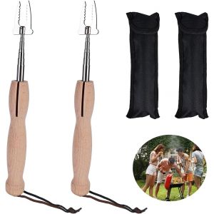 Lot De 2 Fourchette &Agrave; Griller, Brochettes Pour Barbecue, Fourchettes &Agrave; Barbecue T&eacute;lescopiques Brochettes De Barbecue En Acier Inoxydable Pique A Brochette Brochettes Grill Pour Barbecue 81cm - Neuf