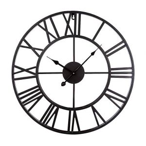 Grande horloge murale ronde en m&eacute;tal de style vintage, silencieuse, sans tic-tac, fonctionne &agrave; piles, 40 cm, chiffres romains noirs, pour salon, chambre &agrave; coucher, cuisine, d&eacute;coration - Neuf