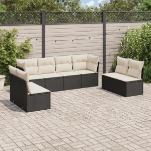 Prolenta Premium - Salon De Jardin 8 Pcs Avec Coussins Noir R&eacute;sine Tress&eacute;e - Neuf