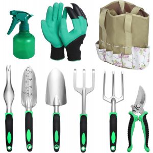 NouvelHorizonstore-9 PCS Aluminium Outil de Jardinage, D'outils de Jardinage Outils de Jardinage avec Sac de Rangement, Cadeaux pour Les Amateurs de Jardinage - Neuf