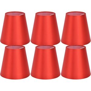 Subzonal-14.3x13x9.3cm 6 Pi&egrave;ces Petits Abat-Jour En Tissu, Ampoules E14 &Agrave; Clipser, Abat-Jour En Forme De Baril De Remplacement Pour Lampes De Lustre De Plafond Mural De Table(Rouge) - Neuf