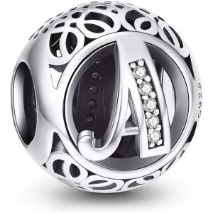 Eryi-Argent Sterling 925 Charme Lettre De L'alphabet Femmes Pearl Charms Avec 5a Zircone Compatible Pour Européen Bracelets - Neuf