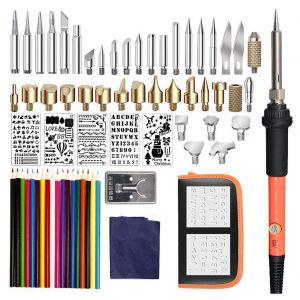 Kit de pyrogravure, fer a souder electrique, pointe de sculpture, temperature reglable, kit de pyrogravure sur bois, prise EN 220 V - Neuf