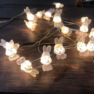 Kal-Veilleuse De Pâques - 30 Led - Blanc Chaud - Lapin - Fil De Cuivre - Fonctionne Avec Piles - Pour Pâques, Spectacle De Chambre, Mur, Balcon, Jardin, Bricolage - Neuf