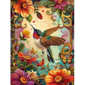 Ayuhr-5d Diy Diamond Painting Kits Fleurs Et Oiseaux, Animal Broderie Diamant Kits De Broderie Au Point De Croix Strass Rond Résine Peinture Décor À La Maison 30x40 Cm - Neuf