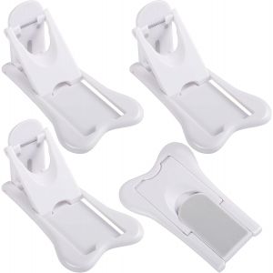 Kalanka-Lot De 4 Bloque Porte Coulissante, Securite Fenetre Enfant Auto-Adhésif Bloc Porte Securite Bebe Protection Sécurite Domestique Sans Perçage Pour Utilisation Porte Fenêtre Placard (Blanc) - Neuf