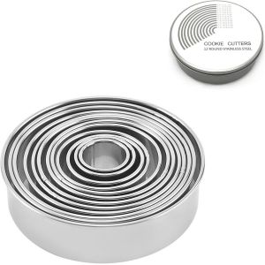 Jexnovashop-Emporte Piece Rond En Acier Inoxydable,12 Pi&egrave;ces Emporte Piece Patisserie Rond Avec D&eacute;licate Bo&icirc;te Ronde - Neuf