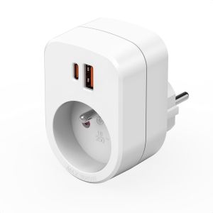 TIANYI-Multiprise USB C, Multiprise Murale avec 2 USB, 3 en 1 Prise Multiple Charge Rapide PD20W, Adaptateur Secteur Prise Electrique Triplette Compatible pour T&eacute;l&eacute;phones, Domicile, 3680W, Blanc - Neuf