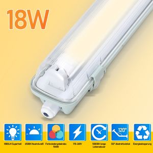 2x R&eacute;glette Led &Eacute;tanche Lampe Led Pour Pi&egrave;ces Humides Lampe Ovale Pour Ext&eacute;rieur 120cm 1 X 18w Blanc Neutre - Neuf