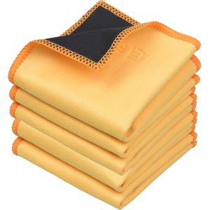 Chiffons de Nettoyage en Microfibre à Double Face - Lot de 5-6,6 x 6,2 Pouces - Chiffon en Microfibre et Suède pour Smartphones, Écrans, Lentilles d'Appareil Photo (Jaune).[F205] - Neuf