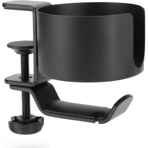 2 en 1 Casque Stand porte-gobelet, Rotation à 360° pour Casque Cintre en Aluminium Casque de Jeu Titulaire de l'Écouteur Crochet avec Câble de l'Organisateur, pour la Maison, Bureau - Neuf