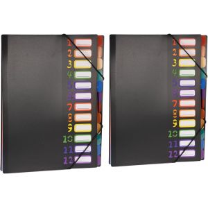 Eryi-Lot De 2 Dossiers Multi-Poches 12 Couleurs Avec Séparateurs, Dossiers Extensibles Au Format Lettre A4, Organiseur De Documents En Accordéon En Plastique - Neuf