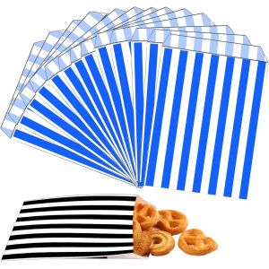 TIANYI-Lot de 100 sacs à bonbons en papier à rayures bleues de 12,7 x 17,8 cm, sacs à bonbons, sacs de fête pour enfants, filles, garçons, Noël, Halloween, mariage, fête d'anniversaire, buffet, étal - Neuf