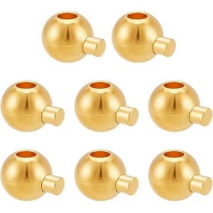 Lot De 8 Perles &Agrave; Sertir En Argent Sterling 925 Dor&eacute;, Avec Bouchons Et Breloques Rondes, Id&eacute;ales Pour La Cr&eacute;ation De Bijoux (Colliers, Bracelets, Etc.). - Neuf