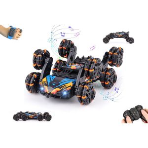 Voiture acrobatique &agrave; 8 roues avec commande gestuelle et effets de pulv&eacute;risation, jouet tout-terrain radiocommand&eacute; - Neuf