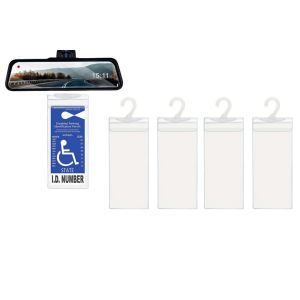 Lot De 4 Supports Transparents Pour Carte De Stationnement Handicap&eacute; Avec Crochet Pour R&eacute;troviseur - Neuf