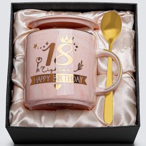 Eryi-Mug 18 Ans Fille, Idée Cadeau Anniversaire Originale - Tasse Céramique Marbrée 400ml Pour Meilleures Amies, S?urs - Neuf