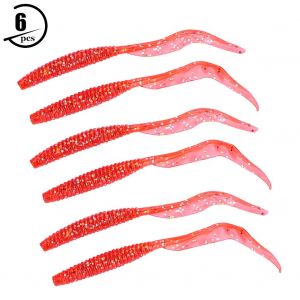 Lot De 6 Leurres Artificiels En Plastique Souple De 11 Cm Pour Poissons, Appats Pour Vers, Accessoires Pour Poissons (Rouge) - Neuf