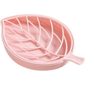 Forme de feuille Porte-savon Boîte à savon antidérapante Toilette Receveur de douche Égouttant Salle de bain Boîte à savon (Couleur : rose - Neuf