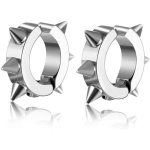 Kal-Bijoux Boucles D`Oreilles Sans Trous Anneaux Rivet Punk Rock Clous D`Oreilles Acier Inoxydable Forme D'hérisson Bijou Cool Pour Homme Femme - Neuf