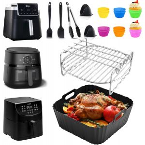 Accessoires Air Fryer pour COSORI 5.5L, Philips Air Fryer S&eacute;rie 2000 6.2L, NINJA Air Fryer PRO AF180 6.2L Friteuse Sans huile - Moule Silicone Air Fryer & Grille, Moule Cake, Etc - Neuf