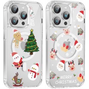 TRAHOO-2 Pi&egrave;ces No&euml;l Coque Magn&eacute;tique pour iPhone 14 Pro 6,1'', Etui en Motif Dessin Cadeau de No&euml;l Compatible avec MagSafe, Housse Christmas Silicone TPU Bumper Cover pour iPhone 14 Pro, No&euml;l 02 - Neuf