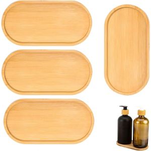 Lot De 4 Plateaux Ovales En Bambou Naturel - Neuf