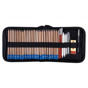 Ensemble de fournitures d'art pour dessin, crayons a croquis, gomme, fusain et crayon Scholine - Neuf