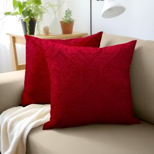 ERYI-Housse De Coussin Pour Canapé 50X50 Cm Rouge En Velours Gaufré De Housses De Coussin Douces Et Chambres Élégants | Lot De 2 | Uniquement Des Housses, Pas D'Inserts - Neuf