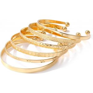 Kalsw-Bracelets Empilables,6 Pcs Femmes Plusieurs Couches Empilable Bracelet,Bracelets Enveloppants Empilables,Or Bracelet Ouvert Set,Bracelet Or Set,Bracelet Or Femme Set - Neuf