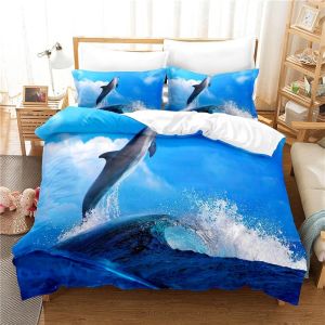 Housse De Couette X Cm Enfant Dauphin Bleu Parure De Lit Personnes Avec Fermeture &iquest;&iquest;Clair Doux Respirant Confortable Microfibre Housse De Couette Et Taie D'oreiller X Cm - Neuf