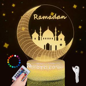Kal-Lampe Led De Décoration Ramadan, Décoration De L'aïd Ramadan, Lampe De Lune À Changement De Couleur Avec Télécommande, Décorations De L'aïd, Lune, Étoile, Veilleuse, Décoration Principale - Neuf