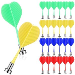 Ensemble de 24 fléchettes magnétiques - Accessoires de jeu d'intérieur sûrs pour cibles de fléchettes, 4 couleurs, durables et amusants pour tous les âges ! - Neuf