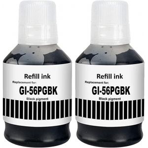 GI56 GI-56 Encre Compatible avec Canon GI56 GI-56 Bouteilles d'encre Multipack pour MAXIFY GX7050 GX3050 GX6050 GX4050 GX5050 (2-Pack,2 PGBK Noir) - Neuf