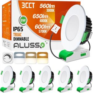 Spot Led Encastrable Ultra Plat Dimmable 230V 8W Spot Plafond 3000K 4000K 5700K Étanche Ip65 Réglable Plafonnier Encastré Pour Salle De Bain,Salon,La Cuisine,Lot De 6,Blanc - Neuf