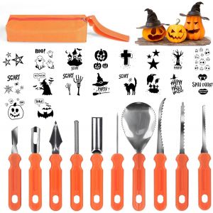 Cauc-Lalago Halloween Kit De Sculpture De Citrouille, 10 Types Sculpture Citrouille En Acier Inoxydable, Outils De Ce Pumpkin Carving Kit Avec Sac D'emballage, Diy Peuvent Facilement Sculpter La Citr - Neuf