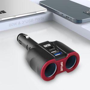 120W Chargeur de Voiture avec Interrupteur USB Adaptateur Splitter Prise Allume-Cigare 12V/24V DC avec connecteurs QC 3.0 et USB Chargeur pour avec iPhone/iPad/Tablette/Android/Samsung/GPS/Dash cam - Neuf