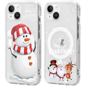 SJZG-2 Pi&egrave;ces No&euml;l Coque Magn&eacute;tique Pour Iphone 14/Iphone 13 6,1'', Etui En Motif Dessin Cadeau De No&euml;l Compatible Avec Magsafe, Antichoc Housse Christmas Silicone Cover Pour Iphone 13, No&euml;l 07 - Neuf