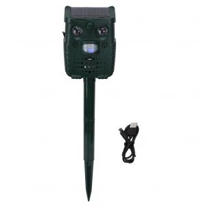 HJLIAN Repulsif animal exterieur a energie solaire IR ultrasons infrarouge induction oiseau souris chien repulsif USB charge - Neuf