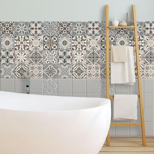 Eryi-- Autocollants Carrelage Salle De Bain Et Cuisine 24 Pcs 10x10 Cm - Ps00025 Décoration Murale En Carrelage Mosaïque Pvc Imperméable Style Carreaux De Ciment Azulejos - Neuf