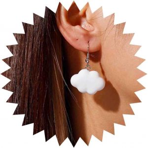 Kal-Boucles D'oreilles Nuages Pendants Boucles D'oreilles Nuages En R&eacute;sine Blanche Boucles D'oreilles Nuages Gonfl&eacute;s Boucles D'oreilles Nuages En Forme De Boucles D'oreilles Bijoux Pour Femmes - Neuf