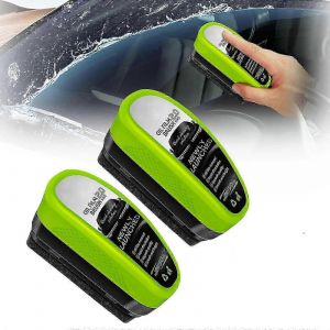 2pcs Mise À Niveau Brosse De Nettoyage De Film D'huile Automobile,2025 Nouveau Dissolvant De Film D'huile De Verre Vert 2.0 Pour Pare-Brise De Voiture,Nettoyant Pour Vitres De Voiture Et Brosse De Fil - Neuf