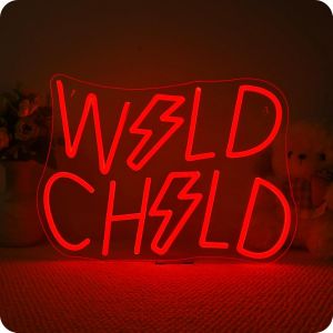 Wild Child Enseigne Au N&eacute;on Lampe Neon Panneau N&eacute;on Led Neon Sign D&eacute;coration Murale Usb Grandes Lettres Neon Mural Pour Chambre &Agrave; Maison,Bar,Club,Salons,Salles De Jeux,Parcs D'attraction - Neuf