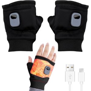 Subzonal-Mitaines Chauffantes &Eacute;lectriques Rechargeables Demi-Doigts Chauffants Usb Gants Chauds Mitaines R&eacute;glables Pour L'hiver Par Temps Froid Gants Thermiques Sans Doigts - Neuf