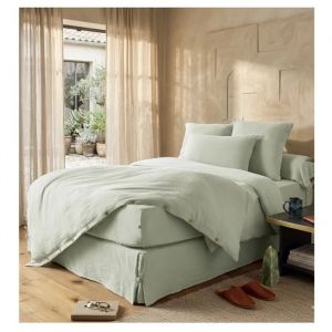 Cache Sommier Gaze De Coton 90 X 190 Cm Gaia Vert D'eau - Neuf