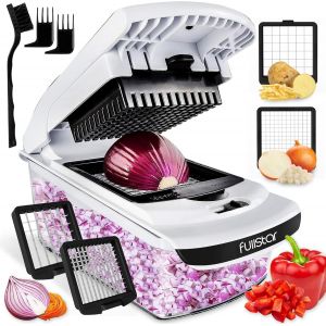 Coupe Legumes Multifonctions-Spiraliseur Et Decoupe Legumes Manuel-Coupe Legume Cube Oignon Carotte Concombre Tomates Fruits-Cuisine Accessoires (2-En-1 Blanc) - Neuf