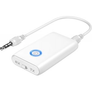 NAERYUTYI-Adaptateur Bluetooth 5.3,2 En 1 Adaptateur Bluetooth Aux Jack 3,5 Mm,Récepteur Audio Avec Réduction Du Bruit,Pour Voitures,Haut-Parleurs,Systèmes Stéréo Et Écouteurs-Blanc - Neuf