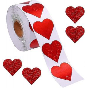 Flash Coeur Autocollants &Eacute;tiquettes,1,5 Pouce / 3,8 Cm Rouleaux Adh&eacute;sifs 500pcs Rouge Rond Coeur Autocollant Cercle Enveloppes &Eacute;tiquette F&ecirc;te Des M&egrave;res Cadeau Pour Les D&eacute;corations Par - Neuf