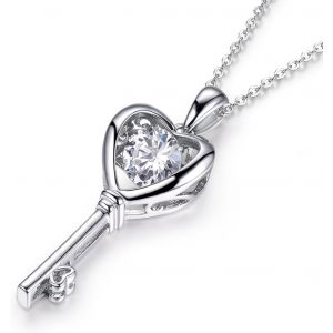 18k Or Blanc Plaqu&eacute; Collier Pendentif Coeur Femme,Cadeau Femme Anniversaire S925 Argent Sterling,Orn&eacute; De Cristaux Bijoux Cadeau Pour Femme M&egrave;re Anniversaire/Cadeau De No&euml;l/Cadeau Saint - Neuf