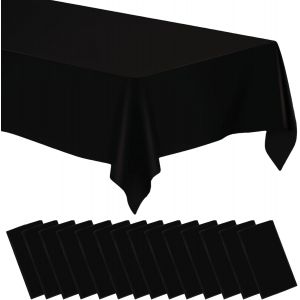 Sjzg-Nappe Noire : 14 Pi&egrave;ces 137 X 274 Cm Nappes En Plastique Noires, Nappes En Papier Rectangulaire Nappe De F&ecirc;te Noire Pour Pique-Nique, F&ecirc;te, D&eacute;coration, Mariage, Banquet - Neuf